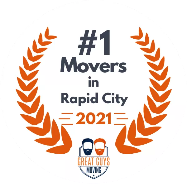 A badge that says # 1 movers in rapid city 2 0 2 1