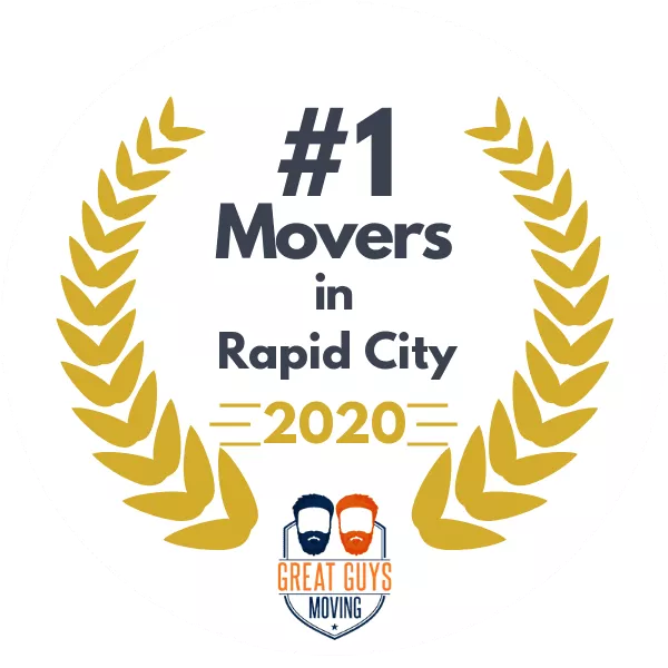 A badge that says # 1 movers in rapid city 2 0 2 0